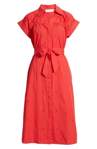 Elie Tahari Freya Embroidered Cotton Shirtdress