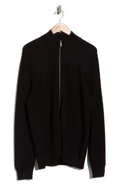 Elie Tahari Full Zip Jersey Sweater In Black