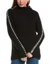 Elie Tahari The Alia Whipstitch Turtleneck Cashmere Sweater In Black