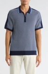 Elie Tahari Geometric Jacquard Polo Shirt In Blue