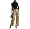 Elie Tahari Hannah Gilded Wide Leg Trouser In Brushed Gold In Gold