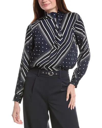 Elie Tahari High Cross Silk-blend Blouse In Black