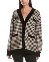 Elie Tahari Houndstooth Cardigan In Black