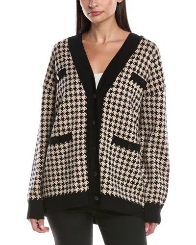 Elie Tahari Houndstooth Cardigan In Black