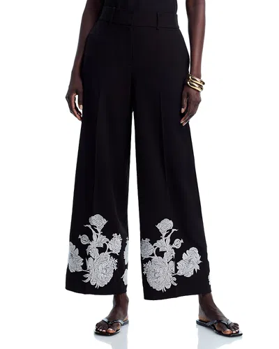 Elie Tahari Isla Embroidered Ankle Pants In Black