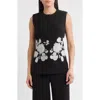 Elie Tahari The Isla Sleeveless Floral-embroidered Jacket In Black
