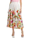Elie Tahari The Juliana Floral-print Cotton Midi Skirt In Sky Jardin