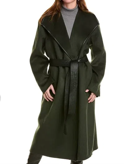 Elie Tahari Juliette Wool Blend Wrap Coat In Olive In Green