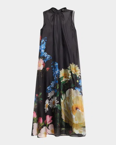 Elie Tahari July The Christina Floral Sheer-overlay Maxi Dress In Multi