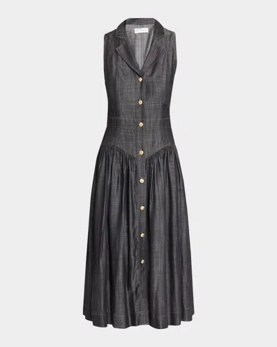 Elie Tahari July The Madison Denim Midi Dress In Black