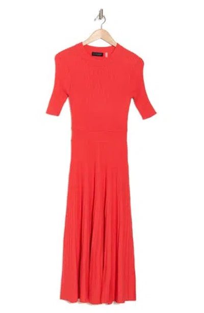 Elie Tahari Kaya Rib Midi Sweater Dress In Red