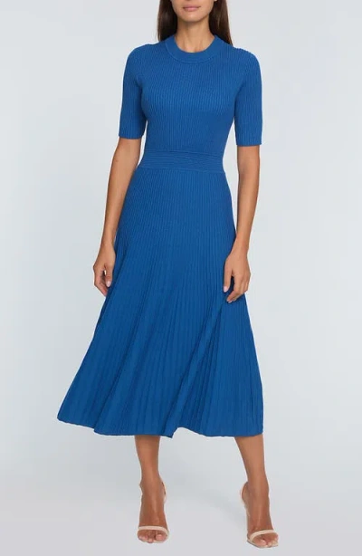 Elie Tahari Kaya Rib Midi Sweater Dress In Blue Plate