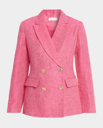 Elie Tahari Kenna Double-breasted Linen Blazer In Pink