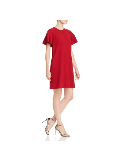 Elie Tahari Krystal Womens Back Buttons Short Sleeves Shift Dress In Red