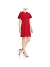 Elie Tahari Krystal Womens Back Buttons Short Sleeves Shift Dress In Red