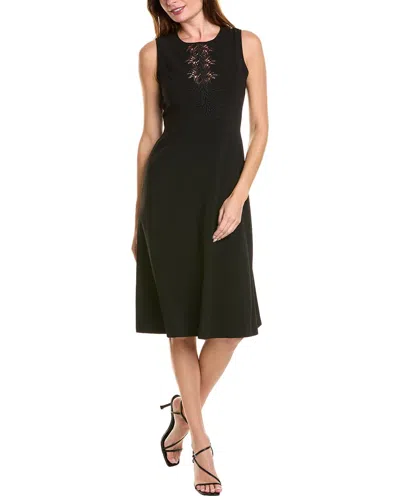 Elie Tahari Lace Applique Midi Dress In Black