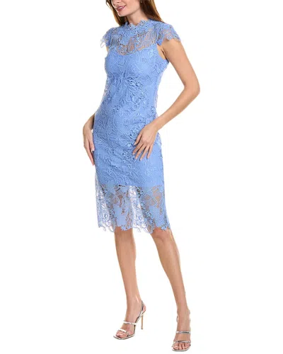 Elie Tahari Lace Applique Midi Dress In Blue