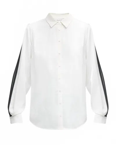 Elie Tahari Landon Blouse In Sky White With Noir
