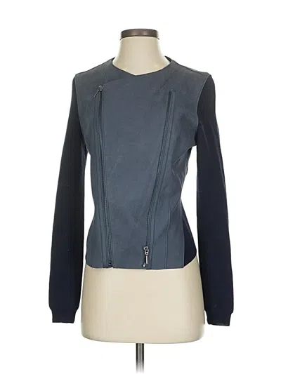 Pre-owned Elie Tahari Leather Jacket In Blue