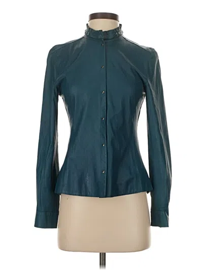 Pre-owned Elie Tahari Leather Jacket In Blue