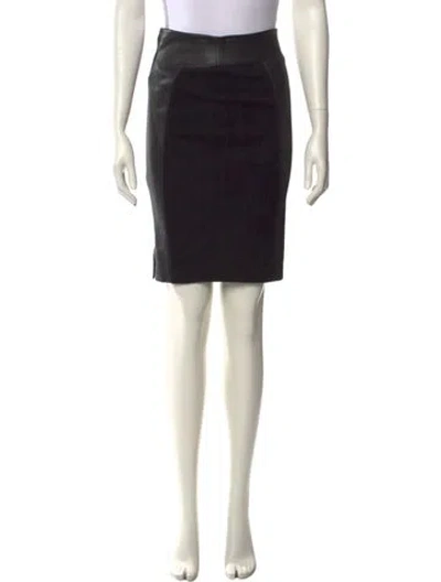 Pre-owned Elie Tahari Leather Knee-length Skirt In Black