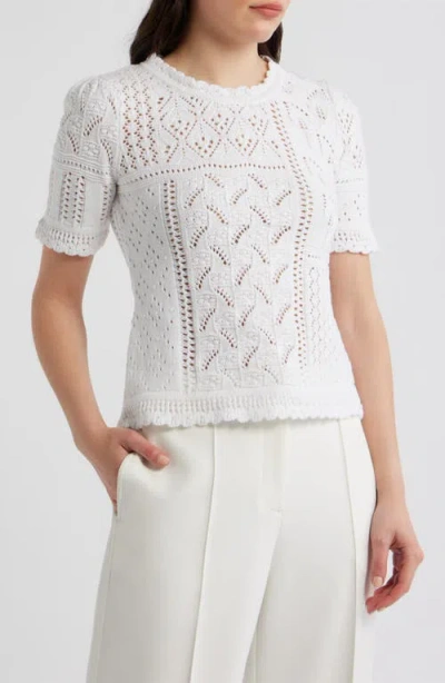 Elie Tahari Lily Cotton Pointelle T-shirt In White
