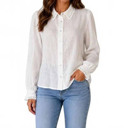 Elie Tahari Linen Blend Blouse In White