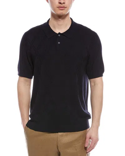 Elie Tahari Linen-blend Polo Shirt In Black