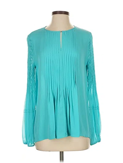 Pre-owned Elie Tahari Long Sleeve Blouse In Blue