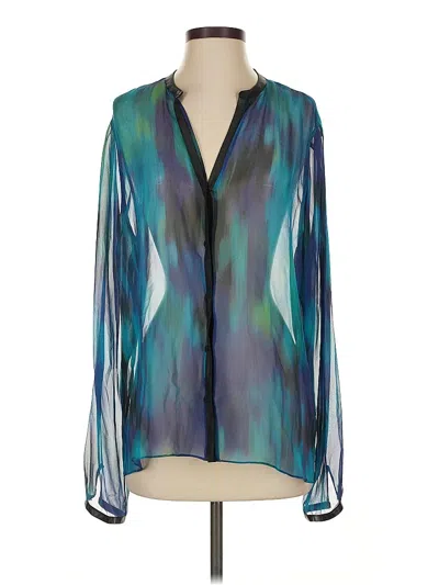 Pre-owned Elie Tahari Long Sleeve Blouse In Blue