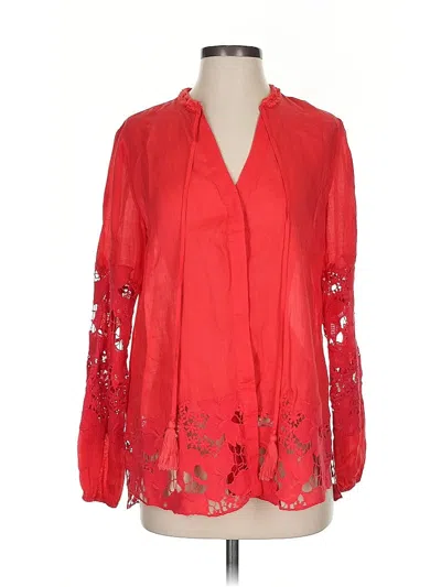 Pre-owned Elie Tahari Long Sleeve Blouse In Red