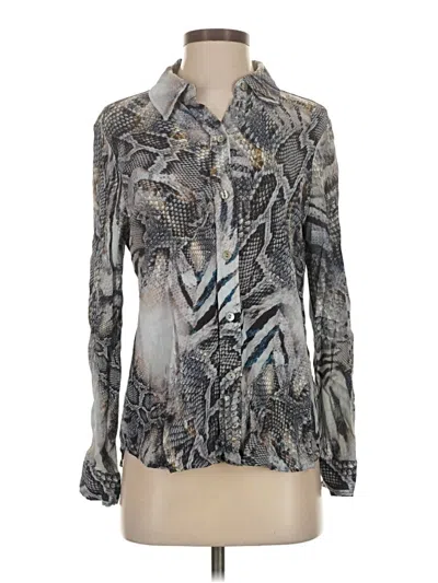 Pre-owned Elie Tahari Long Sleeve Blouse In Silver