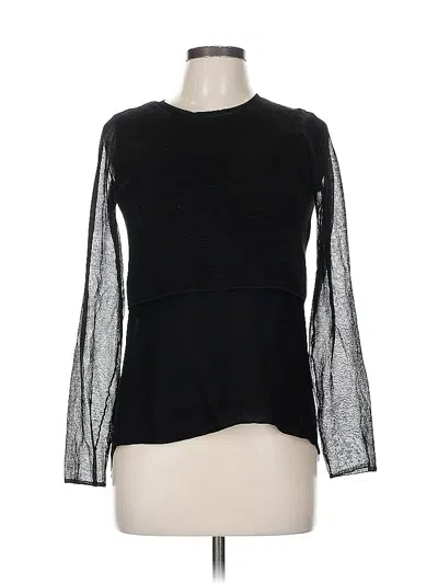 Pre-owned Elie Tahari Long Sleeve Top Black Crew Neck Tops