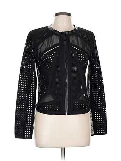 Pre-owned Elie Tahari Long Sleeve Top Black Keyhole Neckline Tops