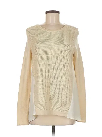 Pre-owned Elie Tahari Long Sleeve Top Ivory Boatneck Tops In White