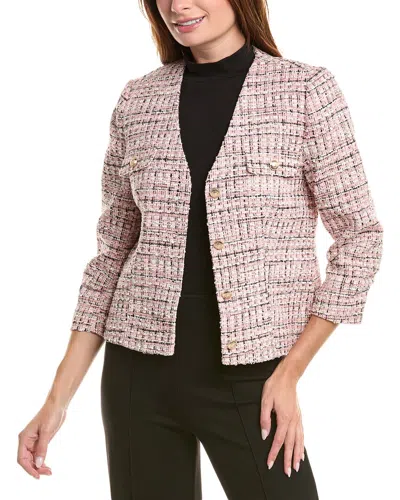 Elie Tahari Maddie Tweed Blazer In Pink
