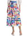 Elie Tahari The Marcie Floral-print Cotton Midi Skirt In Scallop Floral Print