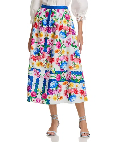 ELIE TAHARI MARCIE COTTON PRINTED MIDI SKIRT