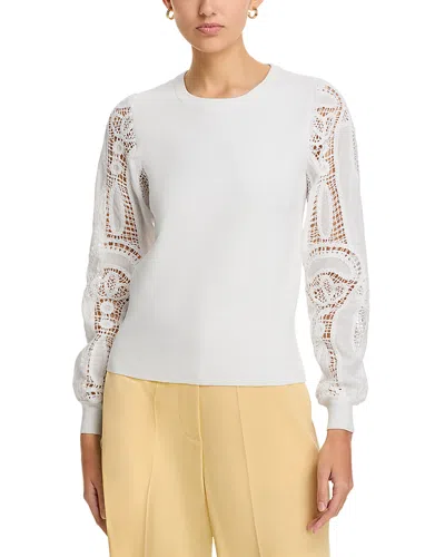 ELIE TAHARI MARGARET LACE SLEEVE SWEATER