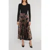 Elie Tahari The Mave Mixed Media Mystical Paisley Maxi Dress In Noir Black/mystical Paisley