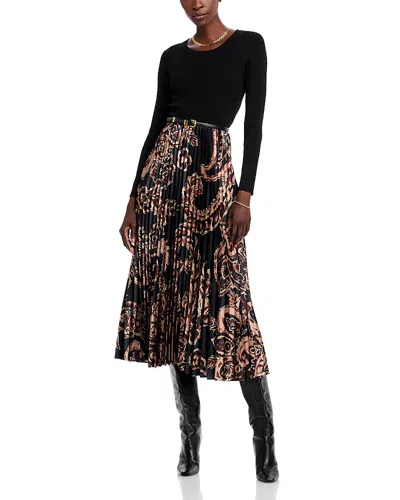Elie Tahari Mave Mixed Media Dress In Noir Black/mystical Paisley