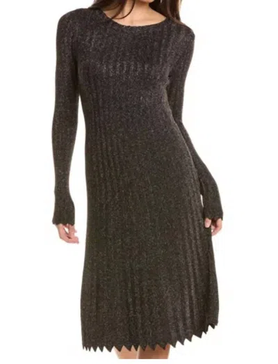 Elie Tahari Metallic Knit Midi Dress In Black In Brown