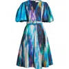 Elie Tahari The Miriam Belted Ikat-print Midi Dress