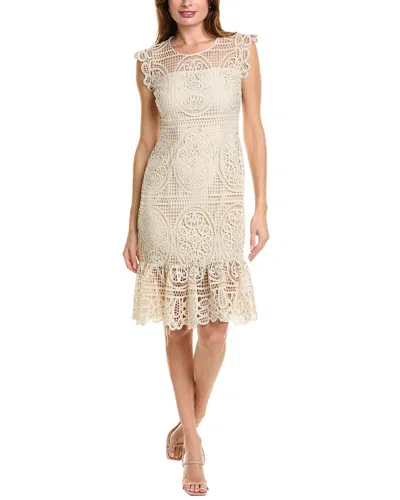 Elie Tahari Mosaic Lace Dress In Beige