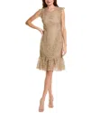 Elie Tahari Mosaic Lace Dress In Beige