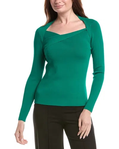 Elie Tahari Novelty Wrap Neck Top In Green