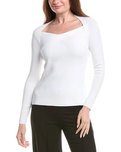 Elie Tahari Sunny Queen Anne Neck Top In White