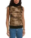 Elie Tahari Ocelot Print Silk & Wool Sweater In Black