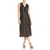 Elie Tahari Pax Womens V Neck Lace Overlay Cocktail Dress In Brown