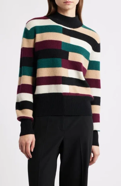 Elie Tahari Phoenix Colorblock Mock Neck Cashmere Sweater In Multi